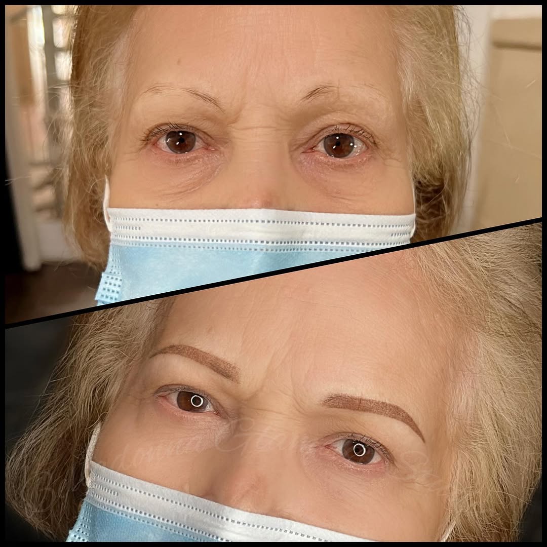 Powder brows before and after