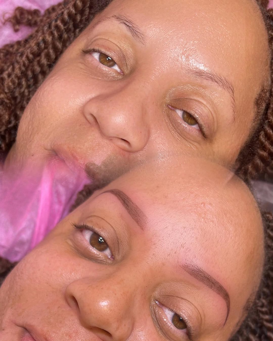 Ombre brows kept close to the natural brow shape