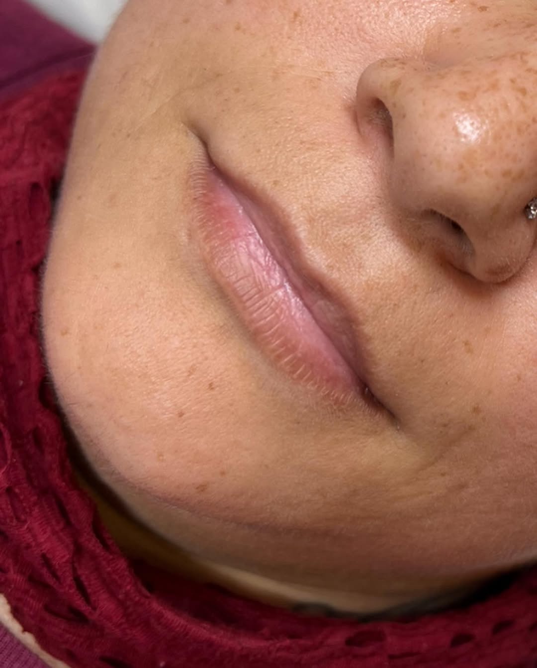 Lip correction in progress at Belladonna Glamour Studio